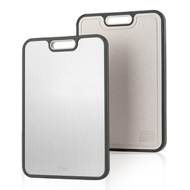 Titanium Cutting Boards for Kitchen, 15” Double Sided Cutting Board Food Grade, Pure Titanium and Wheat Straw PP, for meat & Veggie, Non-Slip