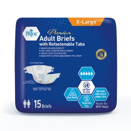 MED PRIDE Maximum Absorbency Adult Briefs for Incontinence with Refastenable Tabs [X-Large, 15-Pack]- Ultra-Absorbent Adult Diapers for Men & Women- Bladder Control Unisex Disposable Underwear