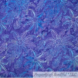 Timeless Treasures BonEful Fabric FQ Cotton Quilt Purple Blue Tonal Batik Flower Leaf Water Color L