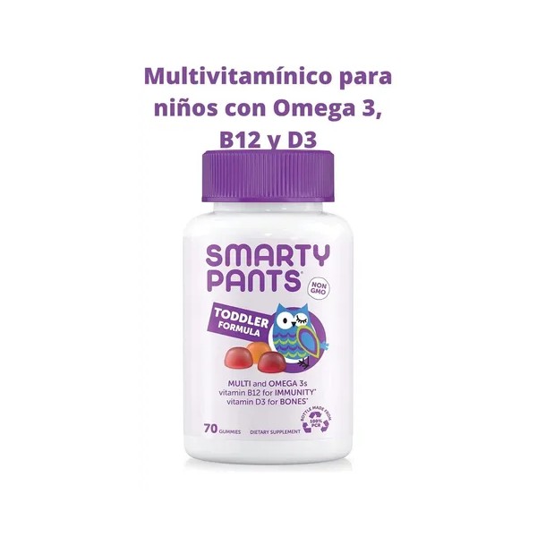 Smarty Pants Toodler Multivitamínico Niños Con Omega3,b12 D3 Sabor Uva,