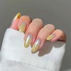 IMRAIN Press on Nails Medium Almond Fake Nails Laser Yellow