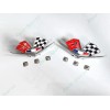 Corvette Front Fender Chrome Red Flags Emblem 1962 1963 IMPALA