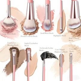 Juego de brochas de maquillaje rosa – 77 piezas profesionales con estuche, brochas de maquillaje para mujeres, sintéticos de primera calidad para base