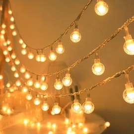 Bubble Globe String Lights, 20ft 40LEDs Battery Powered Fairy Lights- Warm White Twinkle Lights for Indoor/Outdoor Decoration, Party, Wedding, Christmas, Holidays
