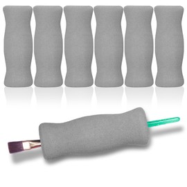 Soft Foam Pencil Grip for Kids and Adults, Open Slip Easy Insert Pen Paint Brush Holder for Right-Handed and Left-Handed Us (Grey), 6 Counts