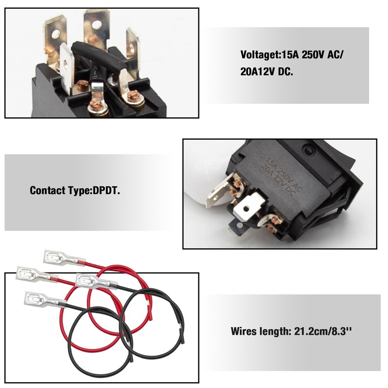 Hoypeyfiy 4/6 Pin Jack Rocker Switch,Momentary Automatic Reset Reverse Polarity