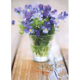 Purple Pansies in Vase Avanti Deluxe Matte Blank Note Card