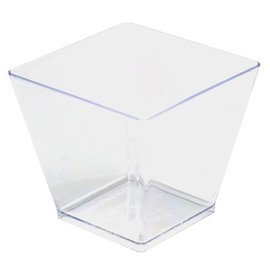 Fineline Settings 6411-CL, 2 Oz. Clear Plastic Tiny Cube Bowls, Disposable Serving Sauce Dessert Snack Bowls, Hot & Cold Food Square Cups, 200-Piece Case