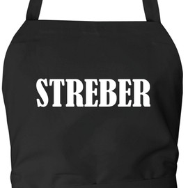 huuraa Apron Streber Lettering Unisex Vorbinder Cooking Apron Size with Motif for All Knowledge Gift Idea for Friends and Family, black