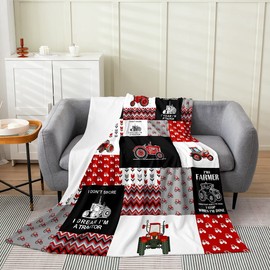 Boys Cartoon Car Flannel Fleece Throw Blanket Kids,Construction Fuzzy Blanket for Girls Women Men,Equipment Trucks Excavator Tractor Red All Season Bed Blanket Plush Blanket Room Decor Baby 30"x40"