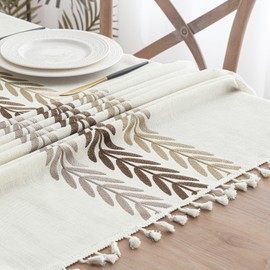 MIULEE Linen Tablecloth 100 x 140 cm Beige Leaves Linen Look Tablecloth Washable Table Cloth Boho Tablecloth Square for Kitchen Table and Outdoor Tablecloth