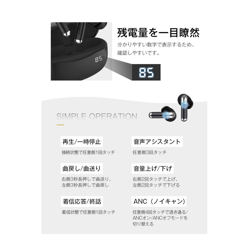 Bluetooth 5.4 Wireless Earbuds, Clear, High Fidelity, HiFi ENC Noise