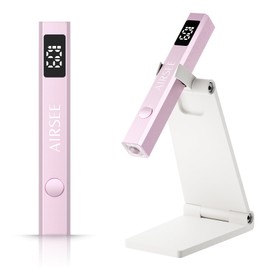AIRSEE Cordless Nail Lamp with Stand, Handheld UV Light with LCD Display for Gel Nails,Rechargeable USB Nail Dryer for Fast Cure,Rhinestone Glue Decoration,Gel Nail Strips at Home,Travel(Pink)