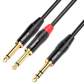 Tisino 6.35mm TRS Stereo Jack to Dual 6.35mm TS Mono Plug Y-Splitter Insert Cable Lead Stereo Jack Cables - 2m