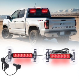 Tiannor 2X 6.1 inch Emergency Strobe Lights Red 12 LED Hazard Warning Flashing Safety Front/Rear Windshield Deck Split Lights Grille for Volunteer Firefighter Vehicles POV Trucks