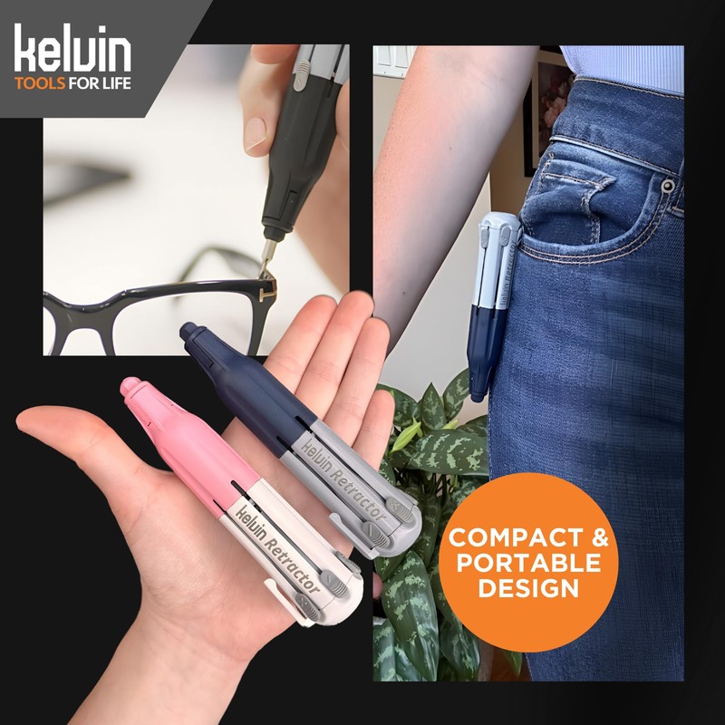 Kelvin Tools Retractor Mini Precision Screwdriver Set, 6 in 1