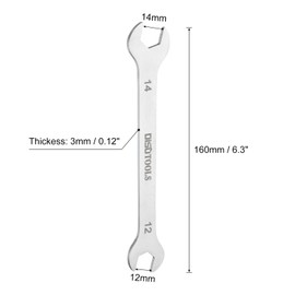 sourcing map Thin Open End Wrench 12mm x 14mm Metric Sandblasting Plated 3cr13 Stainless Steel, Double Ended Slim Spanner for Household Maintenance and General Repairs