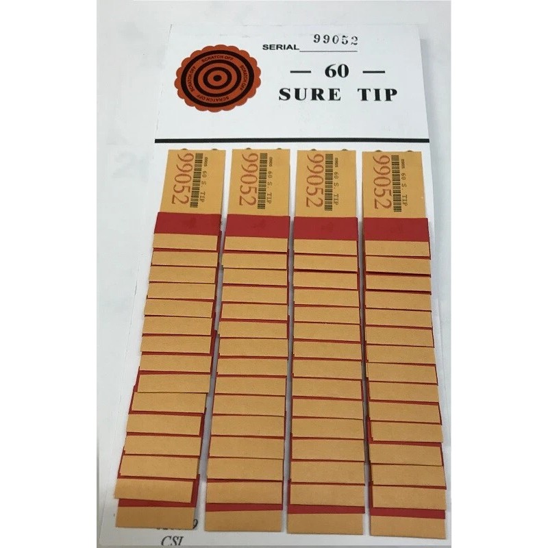 "12" - # 60 Sure Tip Boards (1-60) Bingo/Jar Tickets