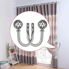 BSTKEY Set of 2 Curtain Hooks Drapery Holdbacks, Decorative Nest Hollow Curtain Holder Wall Hook Tassel Curtain Tiebacks, Grey