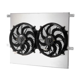 RADREPLA Aluminum Radiator Shroud Fan for 1983-1996 Ford F250 F350 F150 Super Duty 7.3L 6.9L V8 Diesel with Electric Fan 2x14" Fans