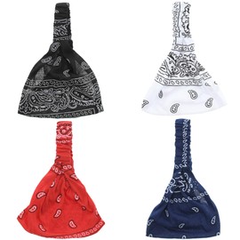 Zac's Alter Ego 4 Pieces Assorted 3 in 1 Paisley Print Elasticated Headband/Head Wrap