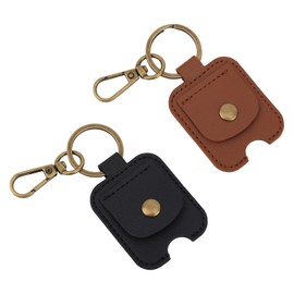 Penitue 2 Pcs Leather Car Key Cover, Durable PU Leather Broken Key Sleeve Case Holder Protector with Keychain for Men and Women Car & Home Keys (Black & Brown)