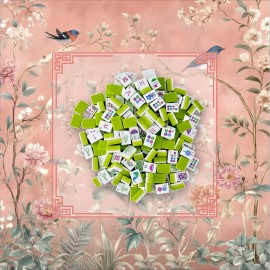 30mm 1-3/16" 4-Layer Engraved American Mahjong Set 160-Tile Pearlescent Lime Green Heavyweight Blush Rose Garden Floral MatColor: Pink mahjong mat