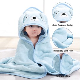 Aisawate Hooded Baby Towel - Premium Soft Bath Towel for Baby, Newborn,Infant - Ultra Absorbent,Natural Baby Stuff Towel, Soft Coral Velvet Coral Fleece Bath Towel for Boys and Girls