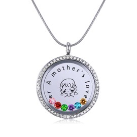 HANRESHE - Collar con medallón flotante para árbol de la vida, diseño de árbol de la vida, ideal como regalo para mamá y madre, Acero inoxidable, Amazonita
