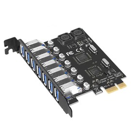 Dracaena.io 7 Ports USB 3.0 PCI Express USB Expansion Card,USB 3.0 7 Ports Expansion Card,Connect 7 Devices Expanded,Not Compatible with PCIe Riser,Support Desktop PC, Linux/WindowsXP/ 7/8/ 8.1/10