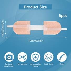 SQLJYU 6 St1ck Wundverschl1sse Strips, Klebebandagen, Wundnahtstreifen-Strips Klammerpflaster, Erste Hilfe & Sicherheit f1r Camping & Outdoor, f1r Frauen M?nner Hautfarbe