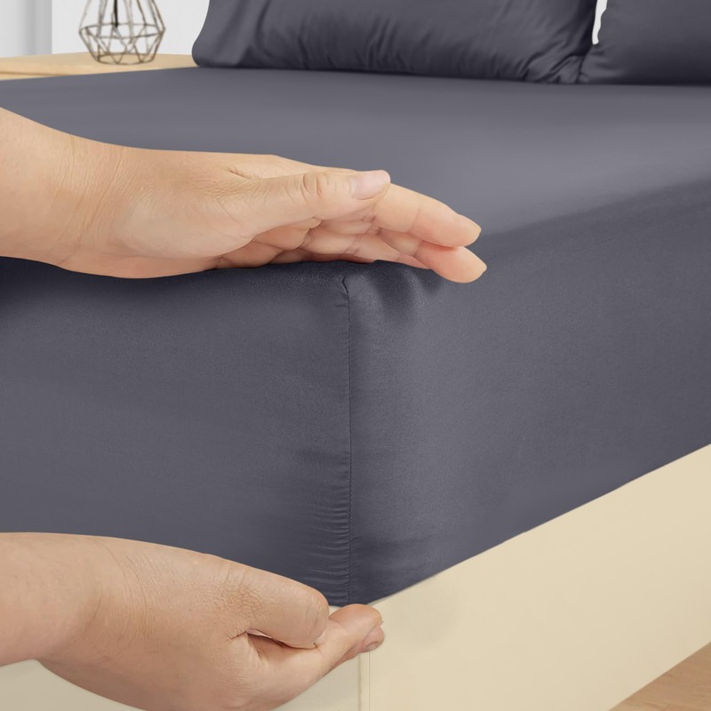 Utopia Bedding Single Fitted Sheet with Pillow Case (50x75cm), Grey