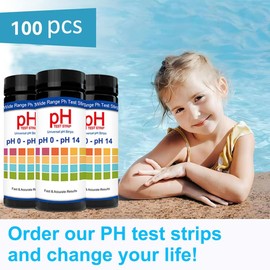 VVLIAM 100 PCs Ph Strips for Aquarium Litmus Ph Test Strips for Women in Airtight Bottle Ph Test Strips Range 0-14 ph Paper for Pet Food Saliva Water Urine Test and Diet Monitoring PH Level Lab Pool