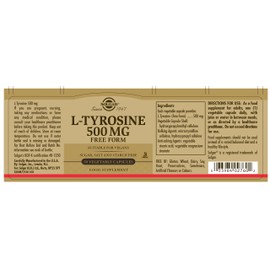 Solgar L-Tyrosine 500mg - Amino Acid - Blood & Nervous System Tissues - Vegan - 50 Vegetable Capsules