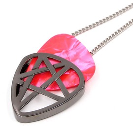 PICKRING Guitar Pick Holder Necklace for Guitarists/Guitar Picks Keeper Storage Pendant Necklace Stainless Steel Music Lovers Musicians Gifts… (Metal Black, Star)