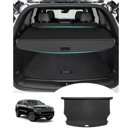 Powerty Cargo Cover for 2022-2025 2026 Jeep Grand Cherokee(2 Row,WL) Accessories Trunk Cover Retractable Trunk Shielding Shade Cargo Luggage Cover Black