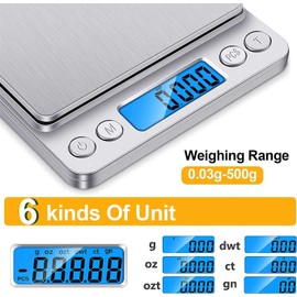 Food Scale Kitchen Scale with Trays, Small Scale with Tare Function Digital Scale Grams and Ounces for Cooking Baking (2kg/0.1g)