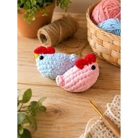 Genérico Pareja de Llaveros Gallinitas a Crochet - Amigurum Tejido a Mano, Regalo Original para Novios, Parejas o Amigos