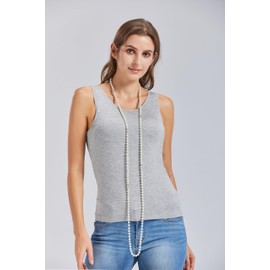 Long Pearl Necklaces Cream White Glass Faux Pearl Multifunction Costume Jewelry Elegant Long Necklaces for Women, extra long, Glass, Crystal Abalonen