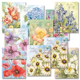 All Occasion Floral Note Cards by Susan Winget - Set of 10 4 1/4" by 5 1/2" with envelopes, Thank You Notes, Friendship Cards, Blank Inside
