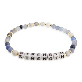 Agriajun Beaded Stretch Bracelets for Women, Stackable Gold Aquamarine Stone Bead Ball Bracelet