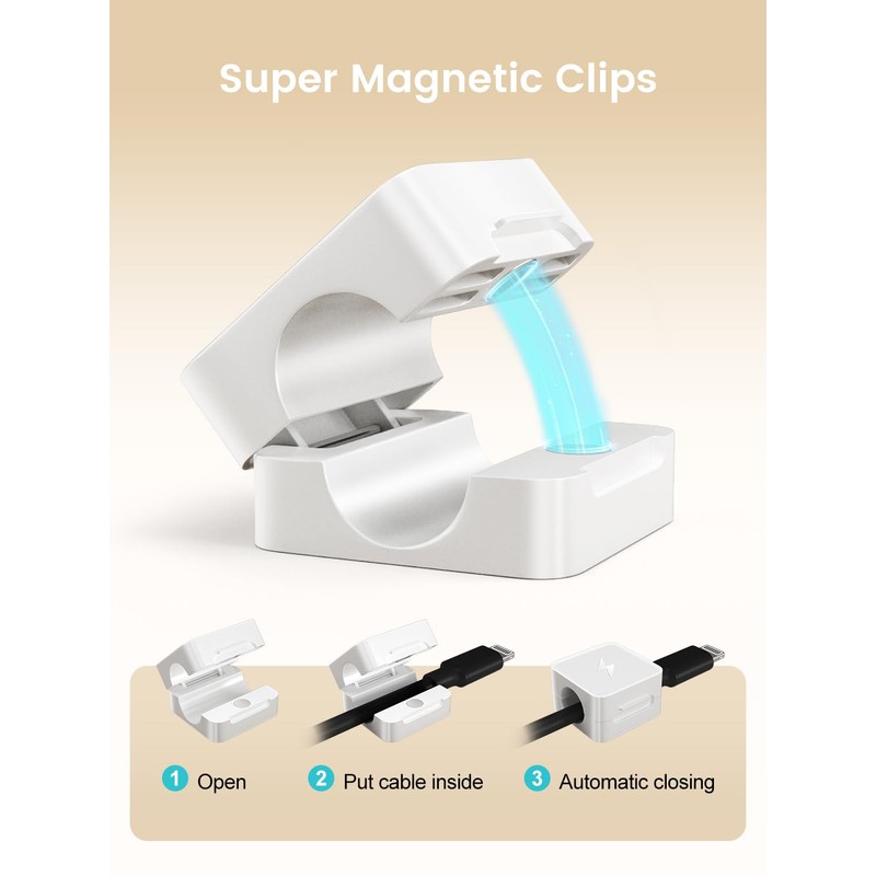 8 Pack Magnetic Cable Clips, Phone Cord Holder for Nightstand,