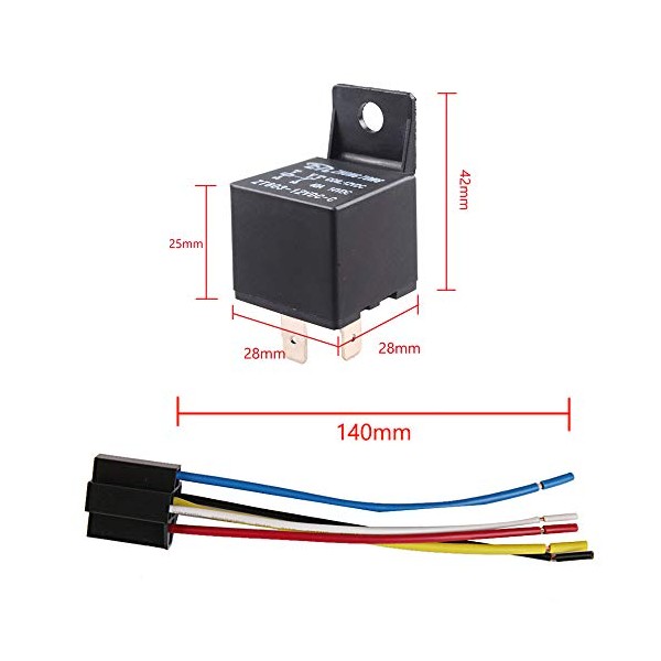 ESUPPORT ESUPPORT Car Relay 12V 40A SPDT 5Pin Switch Socket