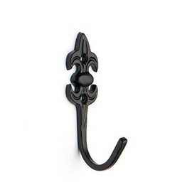 Merriway BH03978 (2 Pcs) Fleur-de-Lys Design Curtain Drapery Tie Back Hold Back Hooks 75mm 3 inch Black - Pack of 2 Pieces