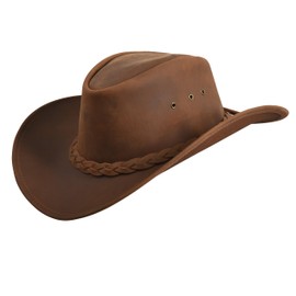 Strength Zones Leather Cowboy hat for Men & Women Durable Handcrafted Lightweight Shapeable Western Hats for Men (US, Alpha, Medium, Reddish Brown)