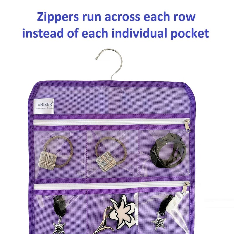 ANIZER Travel Foldable Jewelry Rolls Bag Hanging Jewelry Organizer with