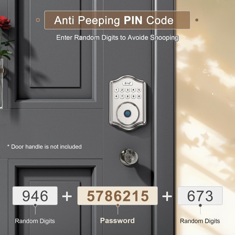52HZ Fingerprint Door Lock, Keyless Entry Door Lock with Code,