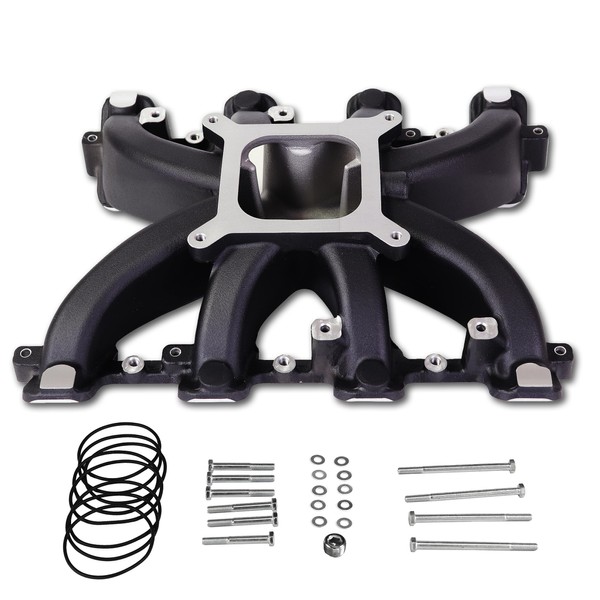 JGhyperX 300-132 LS Mid-Rise Carbureted Intake Manifold Aluminum Single Plane