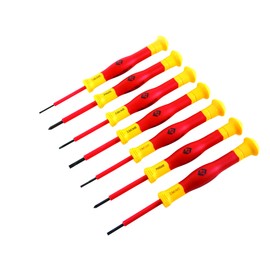 C.K T4897 VDE Precision Screwdriver, Red/Yellow/Black, Set of 7 Piece