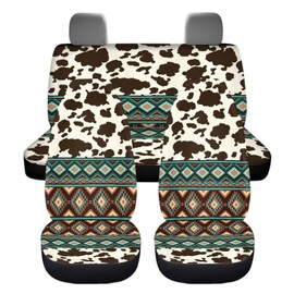 Tupalatus Boho Car Accessories Set of 4 Pieces,2 Pieces Car Front Seat Covers +2pc Split Bench Cover Back Seat Protector Full Set for Women Men Gifts,Universal fit